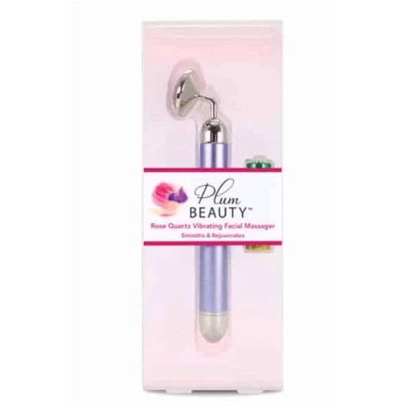 Plum Beauty Rose Quartz Vibrating Facial Massager Electric Vibrating Face Roller - Picture 1 of 3